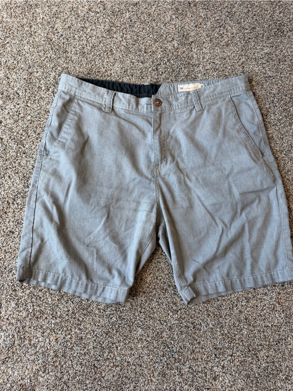 Volcom Mens Size 38 Gray Flat Front Chino Skate Surf Casual Shorts